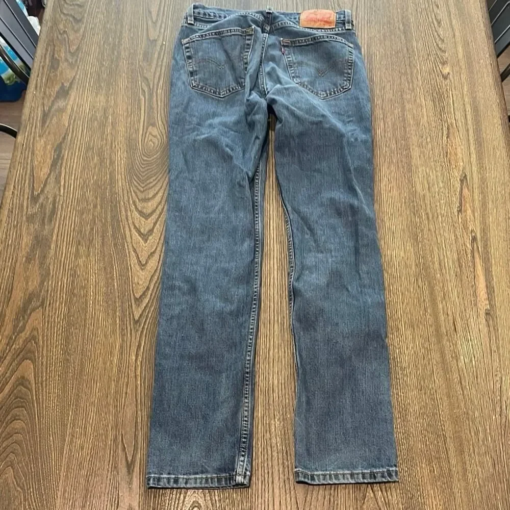 Levi's Mens Straight Jeans Mid Rise Whisker Denim Medium Wash Blue Size 30x32